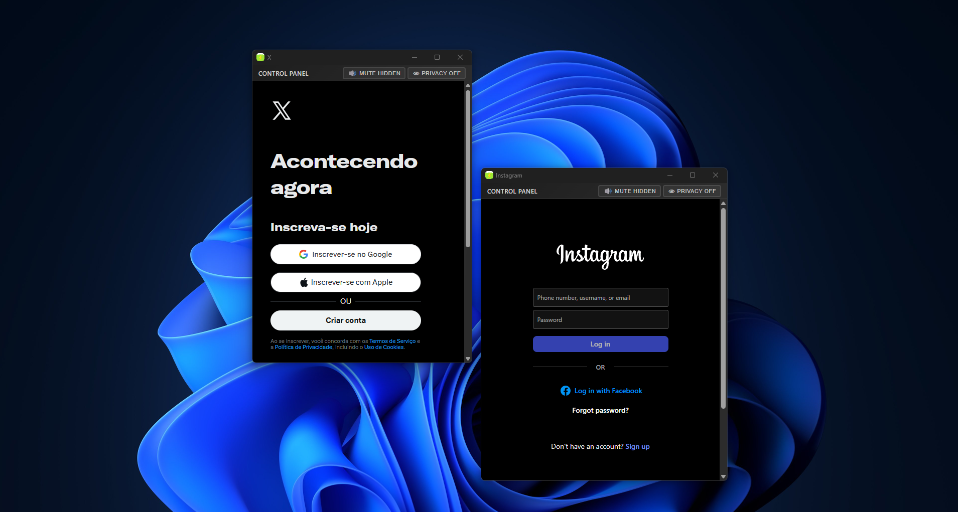 Social media in Snapps floating window